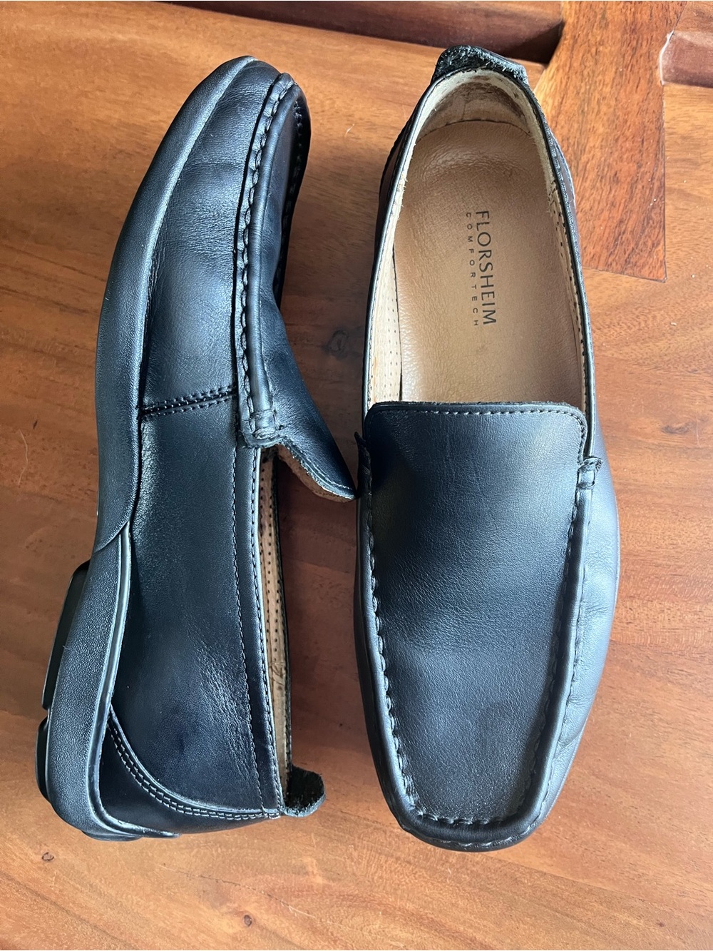 Florsheim Black Leather Slip On Driving Moc Toe Loafer Men's Size 8D Comfortech